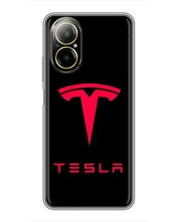 Чехол для Realme C67 с картинкой «Tesla Red Logo»