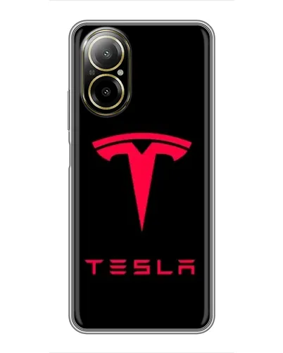 Чехол для Realme C67 с картинкой «Tesla Red Logo»