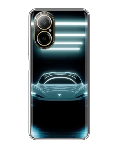 Чехол для Realme C67 с картинкой «Tesla в неоне»