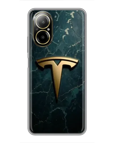 Чехол для Realme C67 с картинкой «Мраморная Tesla Gold»