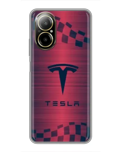 Чехол для Realme C67 с картинкой «Тесла красный карбон»