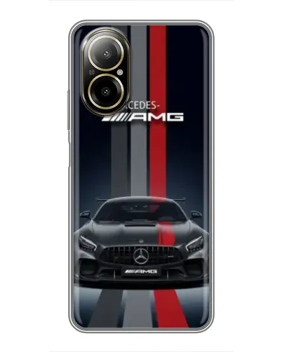 Чехол для Realme C67 с картинкой «Mercedes — белый карбон»