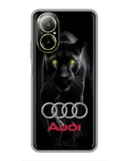 Чехол для Realme C67 с картинкой «Пантера и Audi»