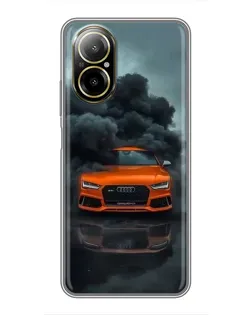 Чехол для Realme C67 с картинкой «Audi в облаках дыма»