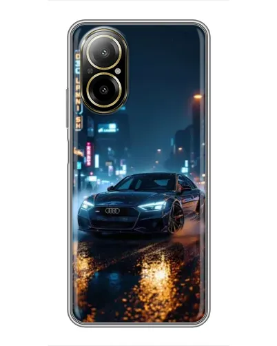Чехол для Realme C67 с картинкой «Ночной город и Audi»