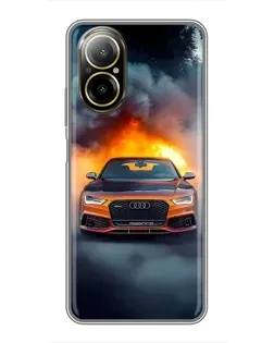 Чехол для Realme C67 с картинкой «Audi в огненном дыму»