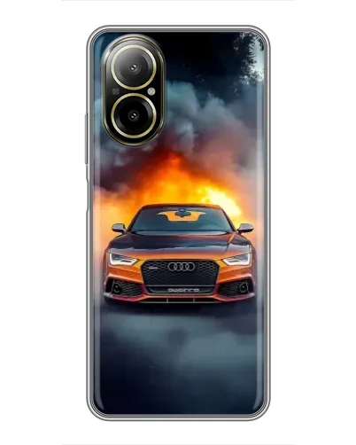 Чехол для Realme C67 с картинкой «Audi в огненном дыму»
