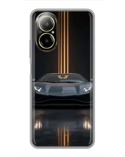 Чохол для Realme C67 з картинкою «Lamborghini золоті лінії»