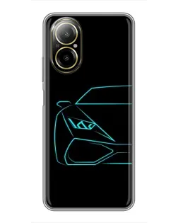 Чохол для Realme C67 з картинкою «Блакитний силует Lamborghini»