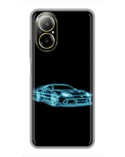Чохол для Realme C67 з картинкою «Неоновий контур Lamborghini»