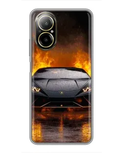 Чохол для Realme C67 з картинкою «Lamborghini у вогні»