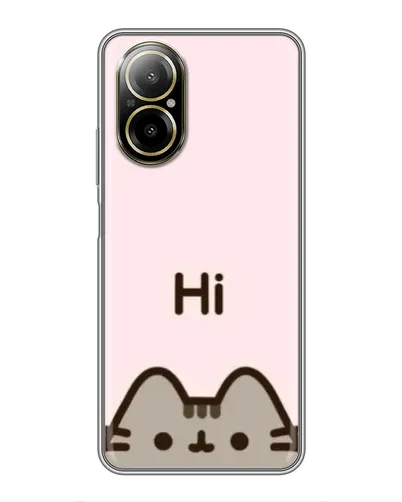 Чехол для Realme C67 с картинкой «Пушин говорит Hi»