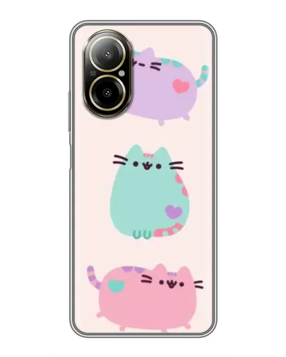 Чехол для Realme C67 с картинкой «Pusheen трио»
