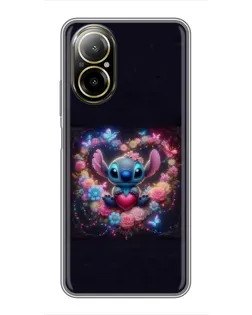 Чехол для Realme C67 с картинкой «Stitch в цветах»