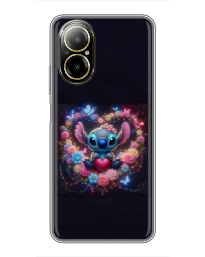 Чехол для Realme C67 с картинкой «Stitch в цветах»