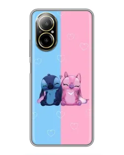 Чехол для Realme C67 с картинкой «Stitch и Angel Love»