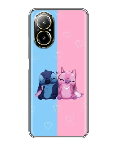 Чехол для Realme C67 с картинкой «Stitch и Angel Love»