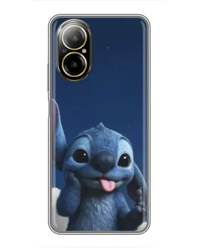 Чехол для Realme C67 с картинкой «Стич в облаках»