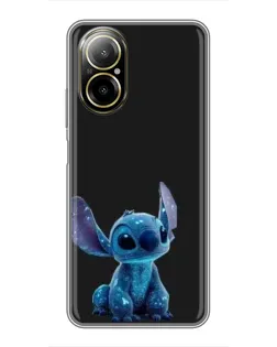 Чехол для Realme C67 с картинкой «Стич на черном»