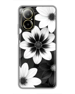 Чехол для Realme C67 с картинкой «Монохромные астры»