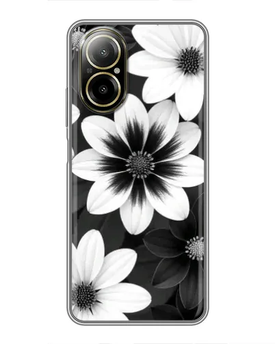 Чехол для Realme C67 с картинкой «Монохромные астры»