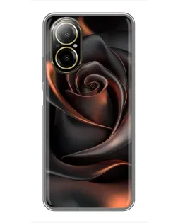 Чехол для Realme C67 с картинкой «Шелковая черная роза»