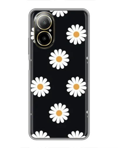 Чехол для Realme C67 с картинкой «Ромашки на черном»