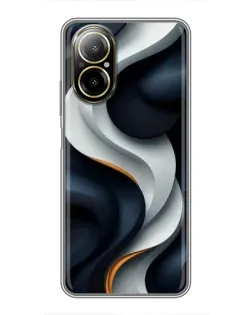 Чехол для Realme C67 с картинкой «Объемные черно-белые ленты»