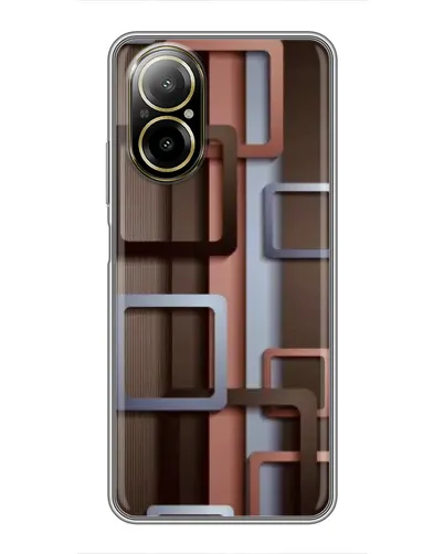 Чехол для Realme C67 с картинкой «Коричневые объемные квадраты»