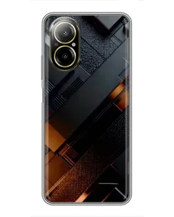 Чехол для Realme C67 с картинкой «Черные геометрические блоки»