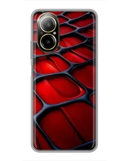 Чехол для Realme C67 с картинкой «Красная глянцевая сетка»