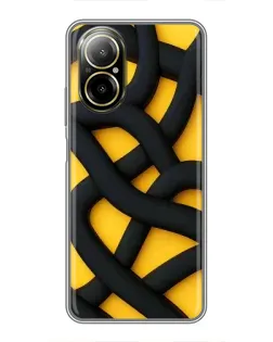 Чехол для Realme C67 с картинкой «Черное желтое переплетение»