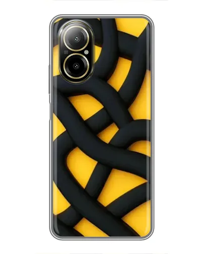 Чехол для Realme C67 с картинкой «Черное желтое переплетение»