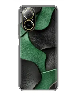 Чехол для Realme C67 с картинкой «Зеленые кожаные волны»