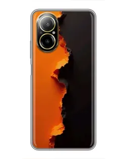 Чехол для Realme C67 с картинкой «Оранжевый разлом»
