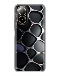 Чехол для Realme C67 с картинкой «Объемная темная решетка»