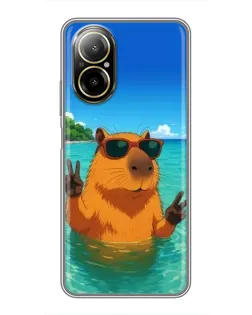 Чехол для Realme C67 с картинкой «Морская капибара»