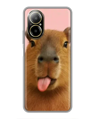 Чехол для Realme C67 с картинкой «Капибара с языком»