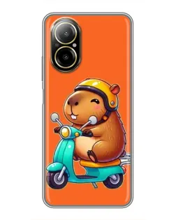 Чехол для Realme C67 с картинкой «Капибара на скутере»