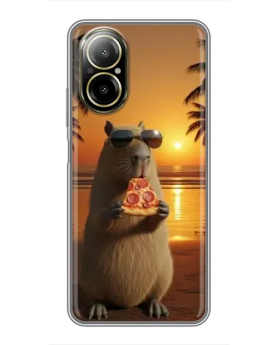 Чехол для Realme C67 с картинкой «Капибара с пиццей»