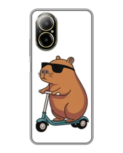 Чехол для Realme C67 с картинкой «Капибара на самокате»