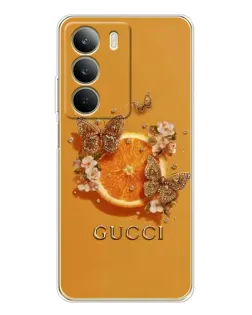 Чехол для Realme C71 с картинкой «Gucci — золотые бабочки»