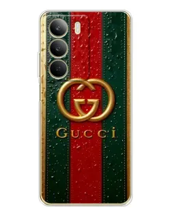 Чехол для Realme C71 с картинкой «Gucci — фирменная полоса и золото»