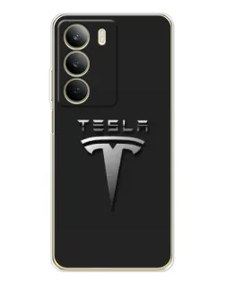 Чохол для Realme C71 з картинкою «Сталевий логотип Tesla»