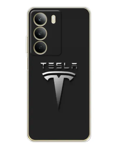 Чохол для Realme C71 з картинкою «Сталевий логотип Tesla»
