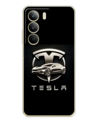 Чохол для Realme C71 з картинкою «Tesla — срібне авто»