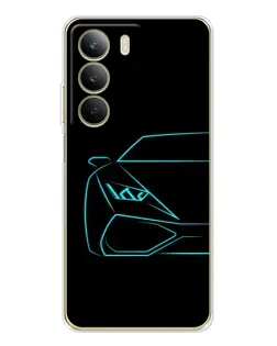 Чохол для Realme C71 з картинкою «Блакитний силует Lamborghini»