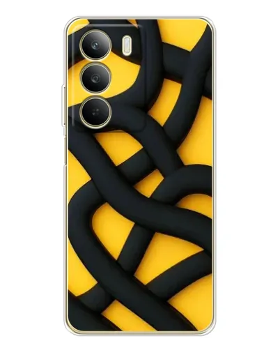 Чехол для Realme C71 с картинкой «Черное желтое переплетение»