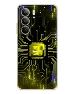Чехол для Realme C73 5G с картинкой «Nike — золотая искра»