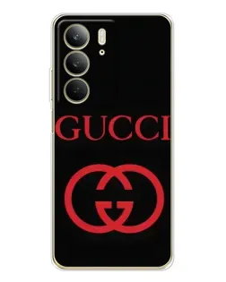 Чехол для Realme C73 5G с картинкой «Gucci — красный логотип»